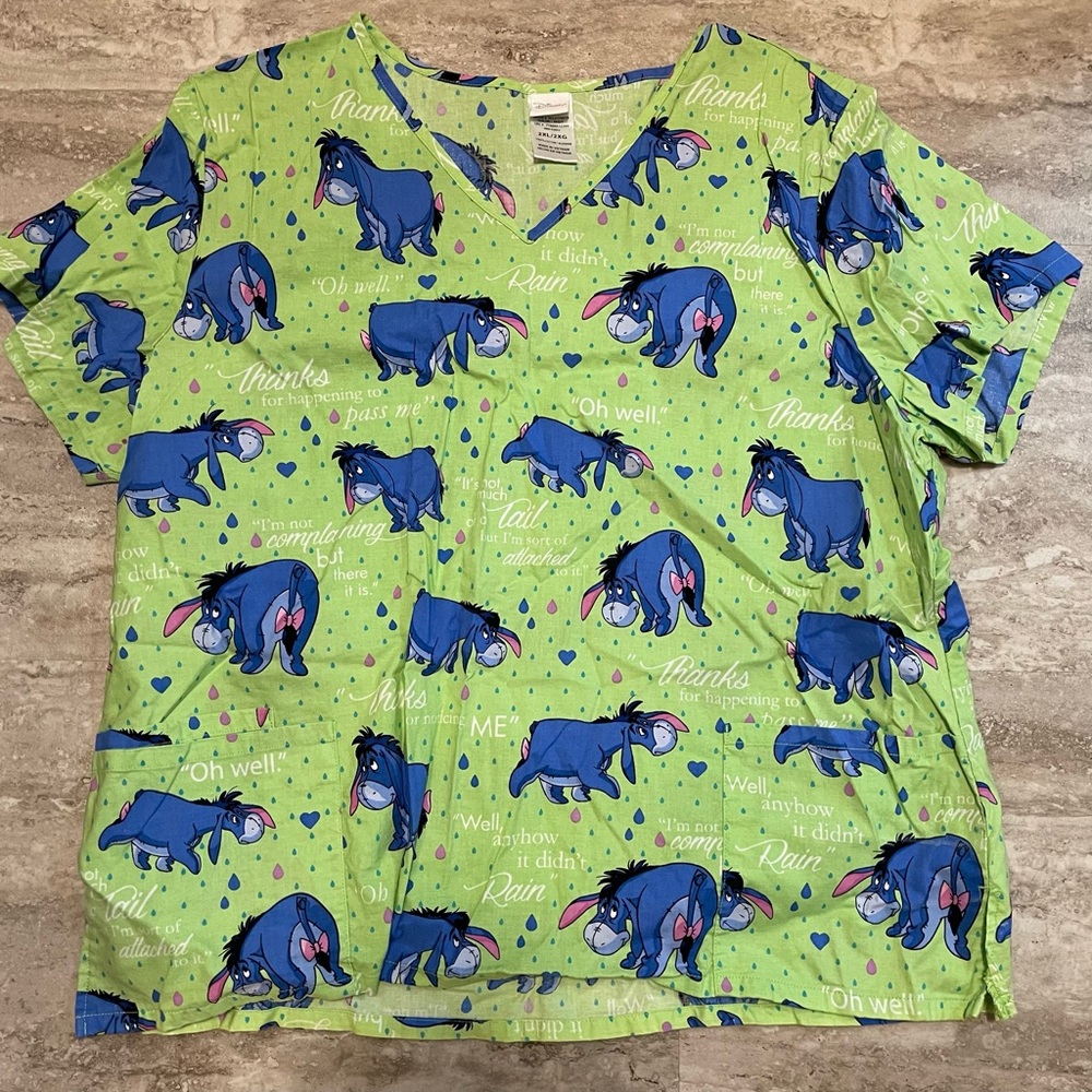 Disney women’s scrub top with eeyore 2XL
